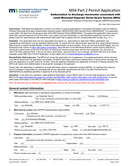 MS4 Part 2 Permit Application