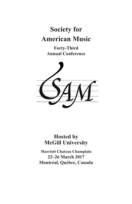 Society for American Music Forty-Third Annual Conference