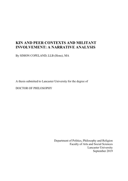 Kin and Peer Contexts and Militant Involvement: a Narrative Analysis