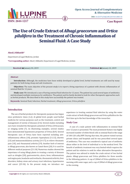 The Use of Crude Extract of Alhagi Graecorum and Urtica Pilulifera in the Treatment of Chronic Inflammation of Seminal Fluid: a Case Study