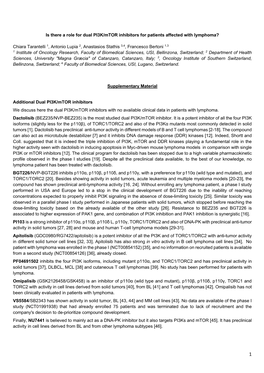 Is There a Role for Dual PI3K/Mtor Inhibitors for Patients Affected with Lymphoma?