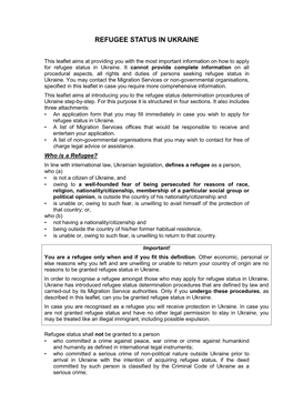 Leaflet Refugee Status in Ukraine