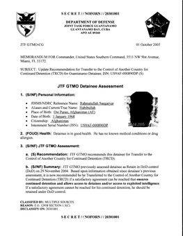 3. ( SI/NF) JTF GTMO Assessment