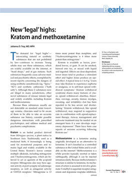 'Legal' Highs: Kratom and Methoxetamine