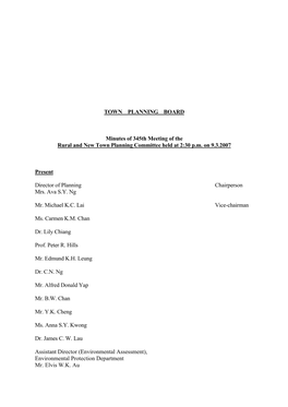 TOWN PLANNING BOARD Minutes of 345Th Meeting of the Rural And
