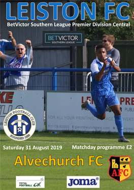 Betvictor Southern League Premier Division Central Saturday 31 August 2019 Matchday Programme £2