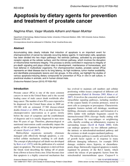 Apoptosis by Dietary Agents for Prevention and Treatment of Prostate Cancer