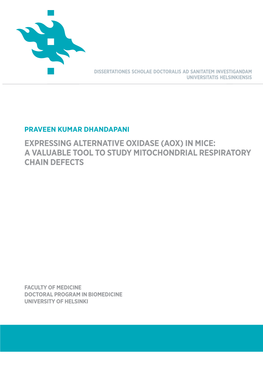 PRAVEEN KUMAR DHANDAPANI: Expressing Alternative Oxidase