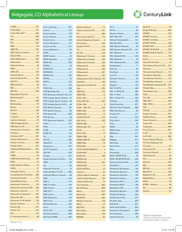 Ridgegate, CO Alphabetical Lineup