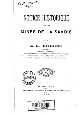 Notice Historique Sur Les Mines De La Savoie