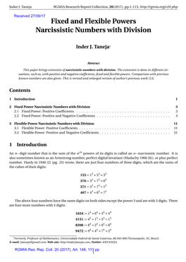 Fixed and Flexible Powers Narcissistic Numbers with Division