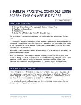 Enabling Parental Controls Using Screen Time on Apple Devices