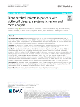 Silent Cerebral Infarcts in Patients with Sickle Cell Disease: a Systematic Review and Meta-Analysis Maite E
