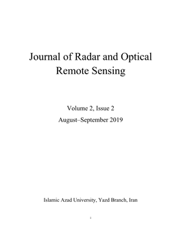 Journal of Radar and Optical Remote Sensing