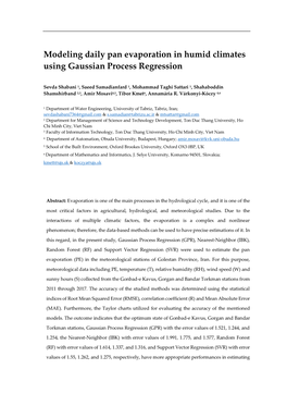 Modeling Daily Pan Evaporation in Humid Climates Using Gaussian Process Regression