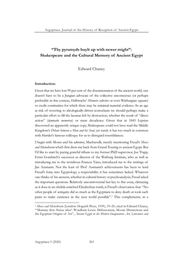 “Thy Pyramyds Buylt up with Newer Might”: Shakespeare and the Cultural Memory of Ancient Egypt Edward Chaney