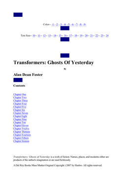 Transformers: Ghosts of Yesterday