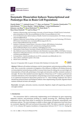 Enzymatic Dissociation Induces Transcriptional and Proteotype Bias in Brain Cell Populations