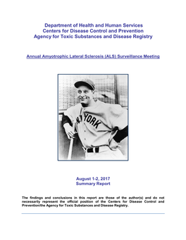 ATSDR's Annual Amyotrophic Lateral Sclerosis Surveillance Meeting July 22