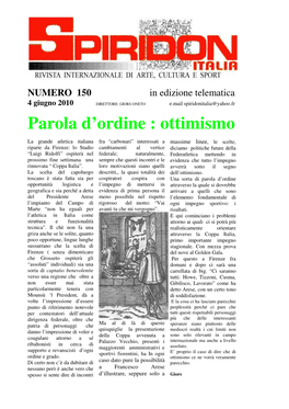 Parola D'ordine : Ottimismo