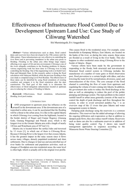 Effectiveness of Infrastructure Flood Control Due to Development Upstream Land Use: Case Study of Ciliwung Watershed Siti Murniningsih, Evi Anggraheni