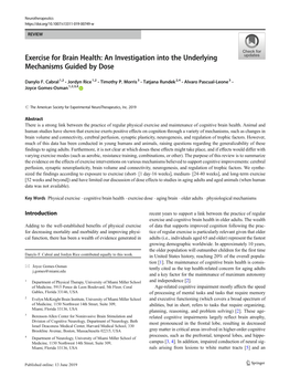 Exercise for Brain Health: an Investigation Into the Underlying Mechanisms Guided by Dose