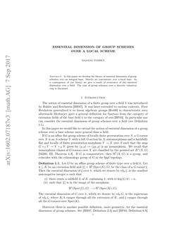 Essential Dimension of Group Schemes Over a Local Scheme 3