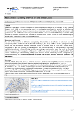 Tsunami Susceptibility Analysis Around Swiss Lakes