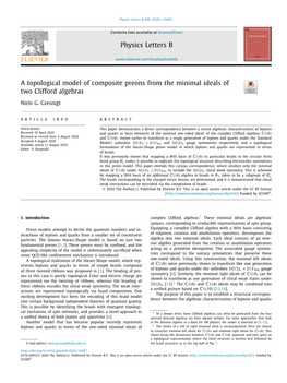 A Topological Model of Composite Preons from the Minimal Ideals of Two Clifford Algebras