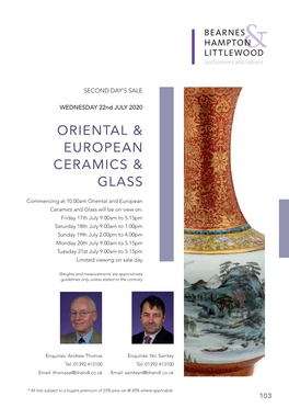 Oriental & European Ceramics & Glass