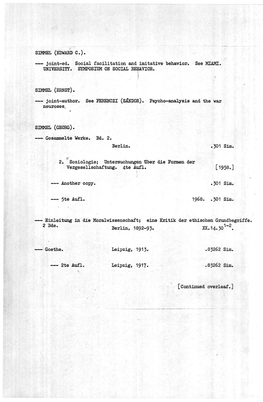 SIMMEL (EDWARD C.). --- Joint-Ed. Social Facilitation and Imitative Behavior. See MIAMI. UNIVERSITY. SYMPOSIUM on SOCIAL BEHAVIO