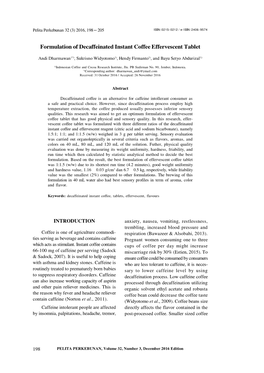 Formulation of Decaffeinated Instant Coffee Effervescent Tablet