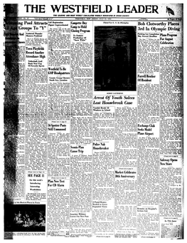 THE WESTFIELD LEADER the LEADING and HOST WIDELY CIRCULATED WEEKLY NEWSPAPER in UNION COUNTY Snterea an Tjectind Lua«« Uuuai PVEAR—No