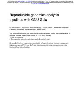 Reproducible Genomics Analysis Pipelines with GNU Guix