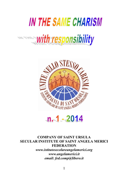 COMPANY of SAINT URSULA SECULAR INSTITUTE of SAINT ANGELA MERICI FEDERATION Email: Fed.Comp@Libero.It