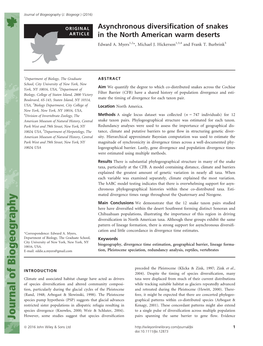 Asynchronous Diversification of Snakes in the North American Warm Deserts