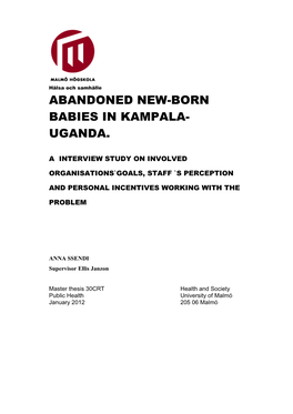 Abandoned New-Born Babies in Kampala- Uganda