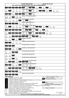 FAHRPLANAUSZÜGE GÜLTIG AB 2.9.2019 Über Weitere Verbindungen Ab Bzw