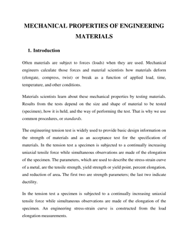 Mechanical Properties of Engineering Materials