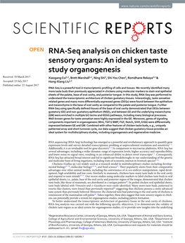 RNA-Seq Analysis on Chicken Taste Sensory Organs