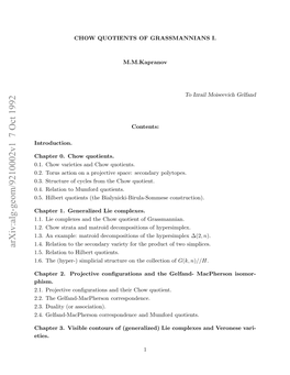 Chow Quotients of Grassmannian I