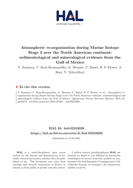 Atmospheric Re-Organization During Marine Isotope Stage 3 Over the North American Continent: Sedimentological and Mineralogical Evidence from the Gulf of Mexico T