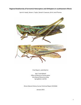Regional Biodiversity of Terrestrial Heteroptera and Orthoptera in Southwestern Illinois