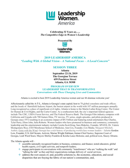 2019 LEADERSHIP AMERICA “Leading with a Global Vision - a National Focus – a Local Concern”