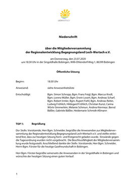 Protokoll Der Mitgliederversammlung Vom 23.07.2020