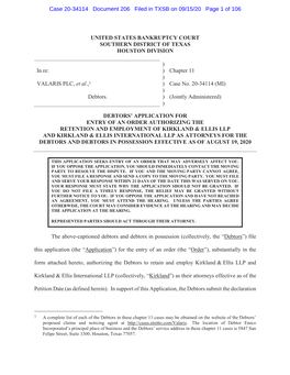 Case 20-34114 Document 206 Filed in TXSB on 09/15/20 Page 1 of 106