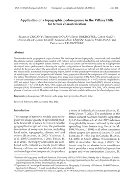 Application of a Topographic Pedosequence in the Villány Hills for Terroir Characterization