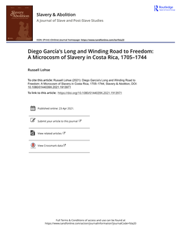 A Microcosm of Slavery in Costa Rica, 1705–1744