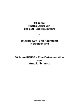 50 Jahre REUSS Jahrbuch Der Luft- Und Raumfahrt