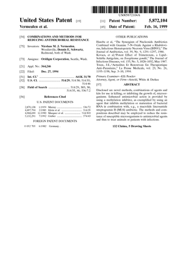 United States Patent (19) 11 Patent Number: 5,872,104 Vermeulen Et Al